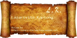 Lazarovits Kaplony névjegykártya